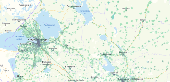 Зона покрытия МТС на карте Одинцово 
